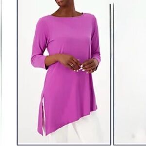 Susan Graver Liquid Knit Top Large Lavender A263009